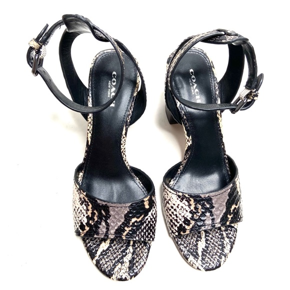 COACH “Pipher” Leather Ankle Strap Block Heel Sandal - Picture 15 of 16